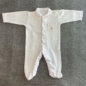 Mini La Mode Baby Girl Pocket Footsie Embroidered Bunny Rabbit Cotton Footie 3M